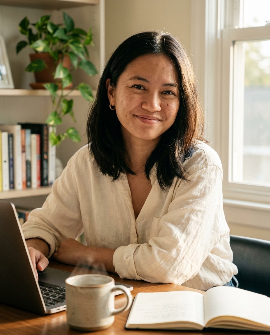 Pre-vetted Filipino virtual assistant at a modern home office