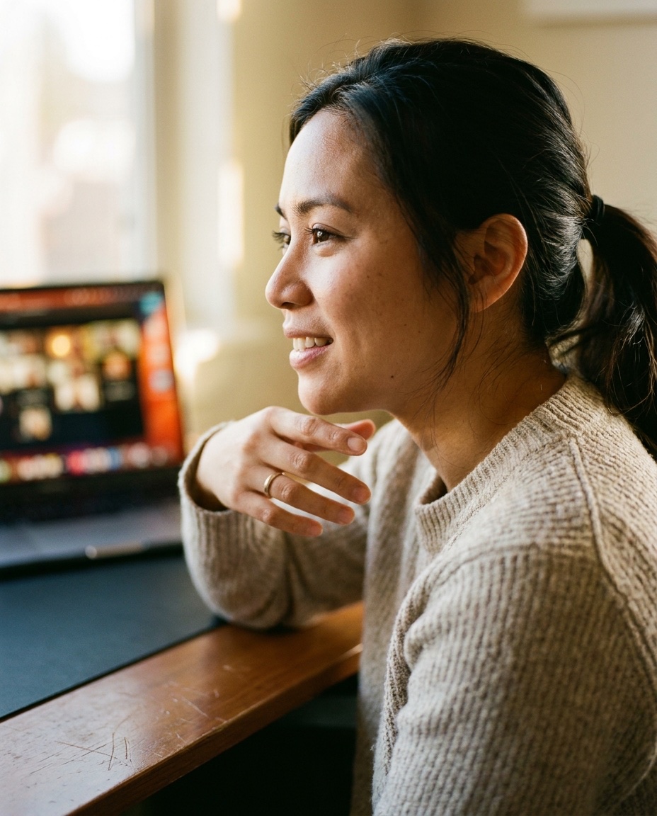 Filipino virtual assistant on a video call with a client